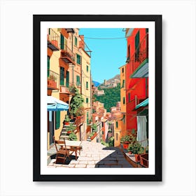 Cinque Terre, Italy, Flat Illustration 2 Art Print