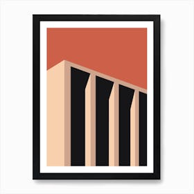 Bauhaus Architecture Sunset 3 Brick Red Art Print