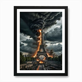 Eiffel Tower Stormy Thunder 1 Art Print