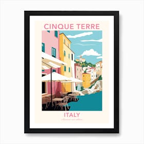 Cinque Terre, Italy, Flat Pastels Tones Illustration 3 Poster Art Print