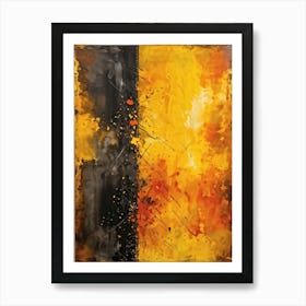 Abstract Watercolor Painting Captures The Essence Of Autumn With Splashes Of Bright Yellow Brillian (4) Art Print