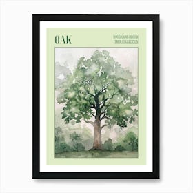 Oak Tree Atmospheric Watercolour Painting 4 Poster Art Print