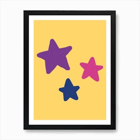 Three Stars On A Yellow Background Art Print