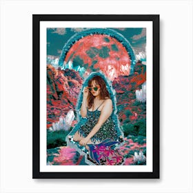 Heart Eyes Collage Retro Art Print