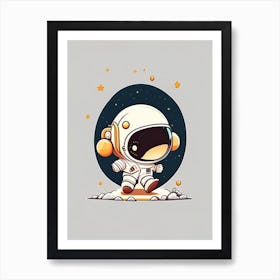 Astronaut Doing Moon Walk Cute Kawaii Art Print