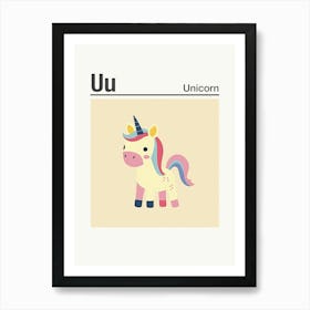 Animals Alphabet Unicorn 1 Art Print