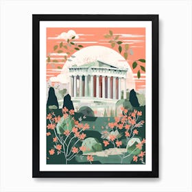 The Parthenon   Nashville, Usa   Cute Botanical Illustration Travel 4 Art Print