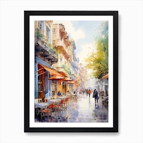 Istanbul Turkey In Autumn Fall, Watercolour 1 Art Print