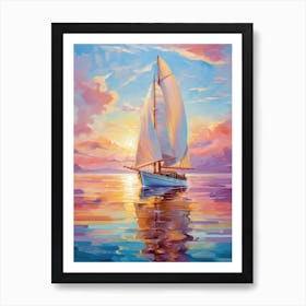 Sailboat At Sunset 24 Art Print