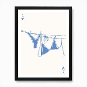 Blue Bikinis On Clothesline 2 Art Print