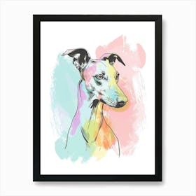 Pastel Greyhound Dog Line Illustration Art Print