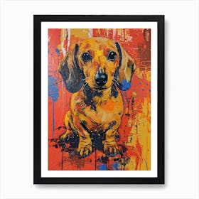 Dachshund Acrylic Painting 12 Art Print