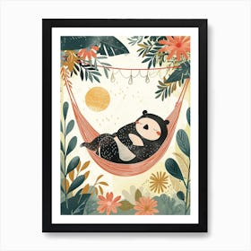 Sloth Bear Napping In A Hammock Storybook Illustration 3 Art Print