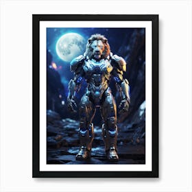 Lion In Cyborg Body #3 Art Print