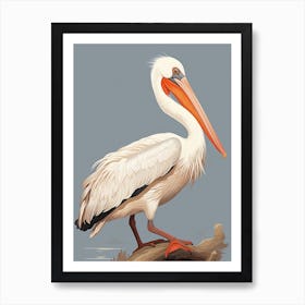 Pelican Animal Drawing In The Style Of Ukiyo E 3 Art Print