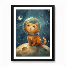 Cat On The Moon 3 Art Print