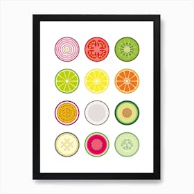 Fruit And Vegetable Segments Art Print