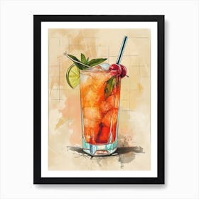 Cocktail Watercolour Inspired Art Print