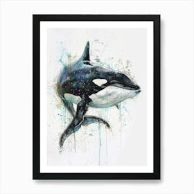 Killer Whale Pastel Watercolour 2 Art Print