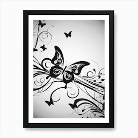 Black And White Butterfly 2 Art Print