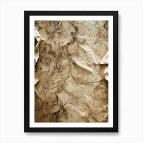 Abstract Pattern Swirling Across A Vintage Crumpled Paper Tones Of Sepia And Muted Earth Colors Fr (6) Art Print