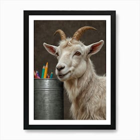 Goat With Pencils Art Print