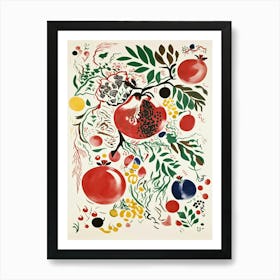 Pomegranate Fruit Drawing 4 Art Print