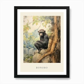 Beatrix Potter Inspired  Animal Watercolour Bonobo 3 Art Print