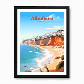 Albufeira Portugal Travel Vacation Coastal View Illustration Art Art Print