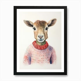 Baby Animal Watercolour Goat 5 Art Print