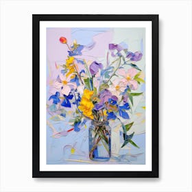 Abstract Flower Painting Periwinkle 2 Art Print