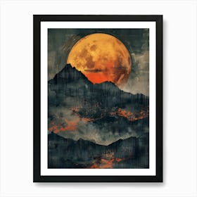 Full Moon Over Mountains Art Print