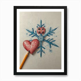 Snowflake And Heart Art Print