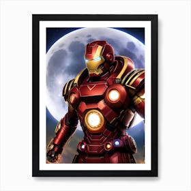 Iron Man In Front Of The Moon Art Print