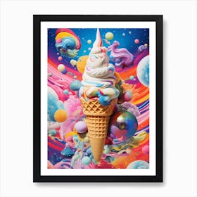 Ice Cream Pop Art Inspired Space Background 3 Art Print