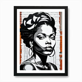 Vintage Graffiti Mural Of Beautiful Black Woman 4 Art Print