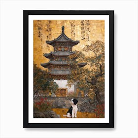 Painting Of A Dog In Shanghai Botanical Garden, China In The Style Of Gustav Klimt 04 Art Print