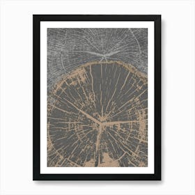 Black Tree Ring Stump Art Print