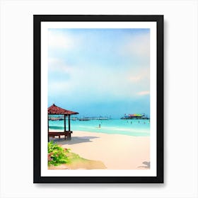 Palawan Beach, Sentosa Island, Singapore Watercolour Art Print