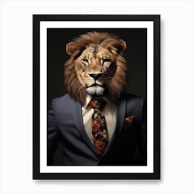 African Lion Wearing A Suit 5 Art Print