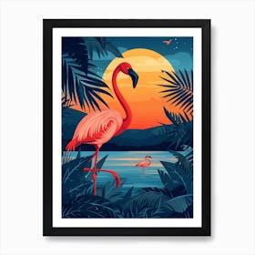 Greater Flamingo Tanzania Tropical Illustration 4 Art Print