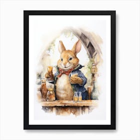 Bunny Kitchen Rabbit Prints Watercolour 2 Art Print