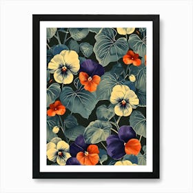 Pansies Seamless Pattern Inspired By William Morris Art Print