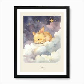 Baby Pika 1 Sleeping In The Clouds Nursery Poster Art Print
