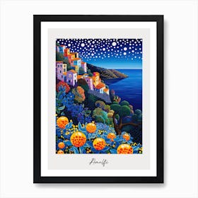 Poster Of Amalfi, Italy, Illustration In The Style Of Pop Art 4 Art Print