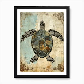 Sea Turtle Textured Collage 1 Art Print