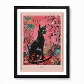 Floral Animal Painting Cat 1 Poster Art Print