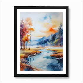 Watercolor Of A River 8 Art Print