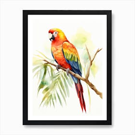A Parrot Watercolour In Autumn Colours 1 Art Print