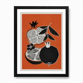 Line Art Pomegranates 1 Art Print